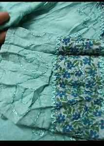 Beautiful Turquoise Embroidered Kurta