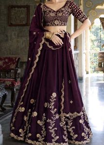 Elegant Orange Embroidered Lehenga Choli