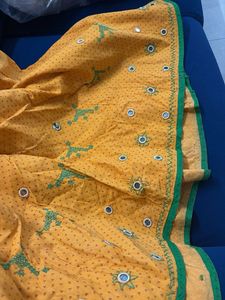 Green &amp; Yellow Embroidered Lhenga Choli