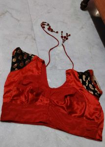 Red &amp; Black Saree With Blouse