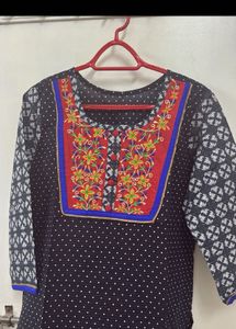 Black embroidered kurti