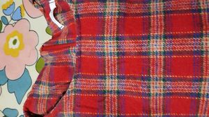 Red Plaid Ruffle Hem Mini Dress