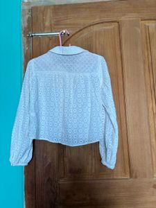 Zara White Embroidered Blouse