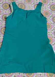Embroidered Teal Kurta Set with Palazzo(bust32-34)