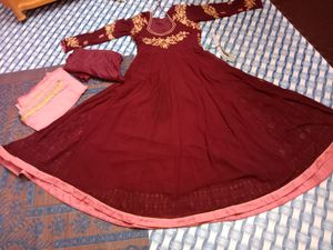 Anaarkali Maroon Colour zari Work
