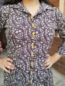 Floral Print Button-Down Kurti