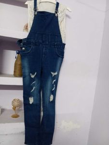Distressed Denim Dungarees