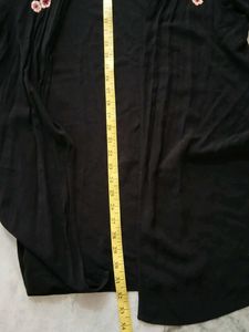 Black Embroidered Open Front Cardigan