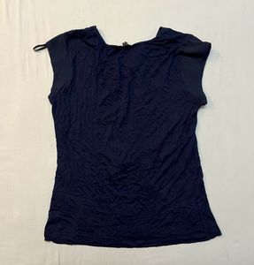 Navy Blue V-Neck Top