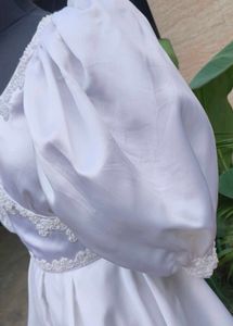 Elegant White Puff Sleeve Gown