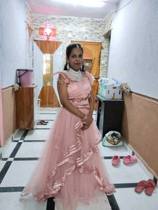 Elegant Pink Tulle Layered Lehenga