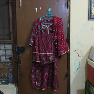 Elegant Maroon Kurta Set with Dupatta