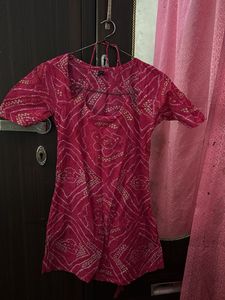 Vibrant Pink Bandhani Print Kurti