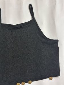 Black Textured Crop Top