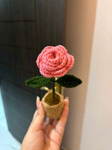 Crochet rose pot