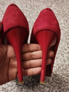 Elegant Red Suede Pumps