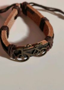 Bicycle Charm Leather Bracelet