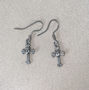 vintage Silver Cross Dangle Earrings