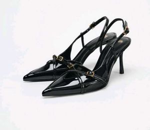 ZARA Black Patent Slingback Heels