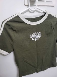 Olive Green Graphic Print T-Shirt