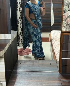 Elegant Blue Printed Saree