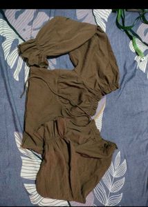 Chic Brown Puff Sleeve Top