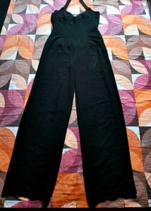 Elegant Black Halter Neck Wide Leg Jumpsuit