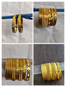 Gold Plated Bangles with Stones