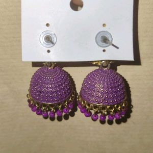 Purple Jhumka Earrings