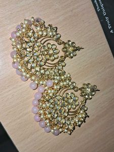 Elegant Pearl &amp; Kundan Dangle Earrings