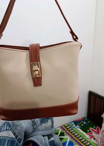 Chic Cream & Brown Shoulder Bag