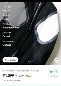 black graph hooded loose fit jacket