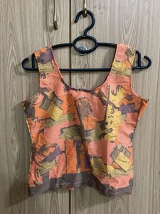 Colorful Abstract Print Sleeveless Top