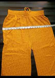 Yellow Chikankari Palazzo Pants