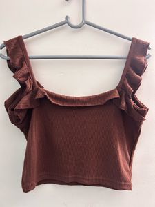 Pretty Ribbed Top -  Brown 🤎✨