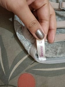 Off Shoulder Grey Sports Bra.. With Detachable Cups Attached.. And Adjustable Straps At The Back