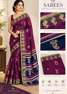 Elegant Purple Saree with Paisley Border