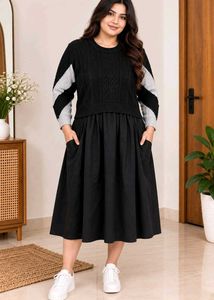 Chic Black & White Knit Dress