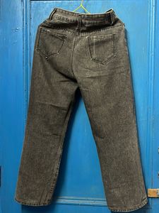 Grey Washed Wide Leg Jeans