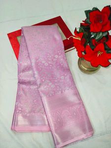 Elegant Pink Brocade Silk Saree