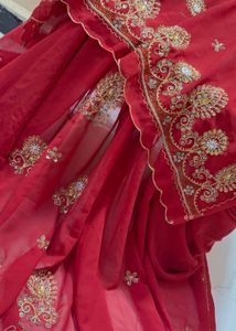 Exquisite Red Embroidered Saree