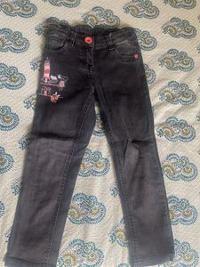 Max Black embroidered Jeans with adjustable waist