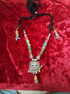 Navratri Beaded Necklace &amp; Earring Set
