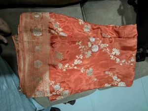 Vibrant Orange Embroidered Saree