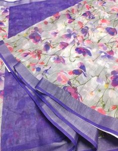 Floral Print Saree with Tassels