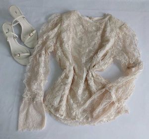 Elegant Lace Blouse with Puff Sleeves