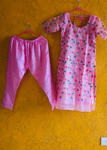 Pink Floral Kurta Set