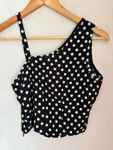 Chic Polka Dot One Shoulder Top