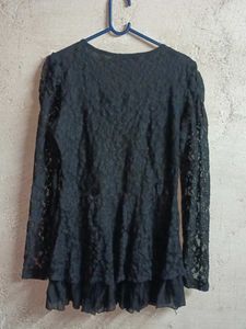 Elegant Black Lace Blouse Layered