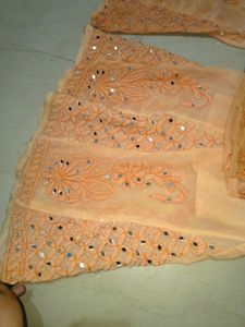 Elegant Peach Embellished Kurta Set